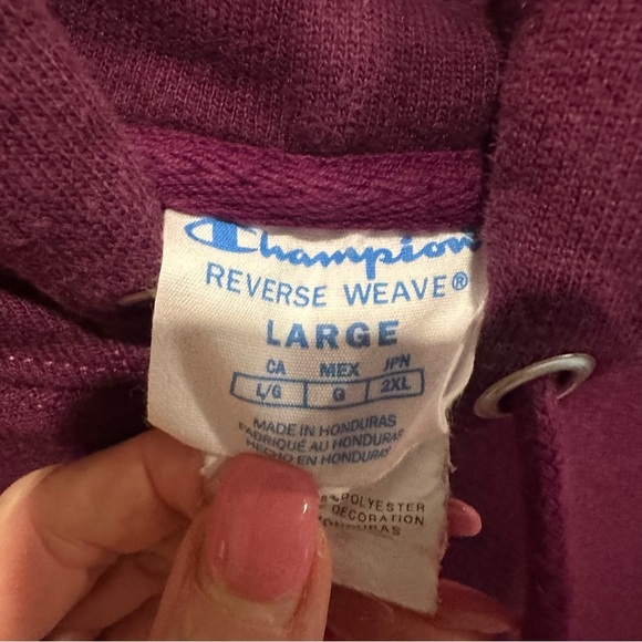 Champion Reverse Weave Women's Kangaroo Pocket Hoodie Purple Size Large - Picture 6 of 7